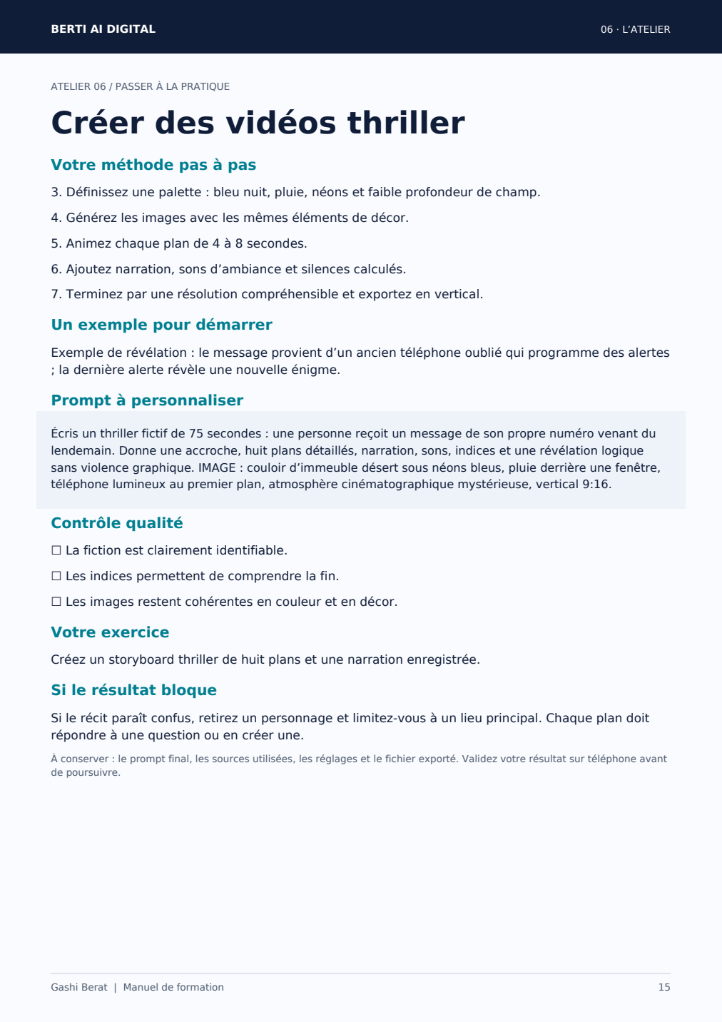 Aperçu de l’atelier thriller, page 15