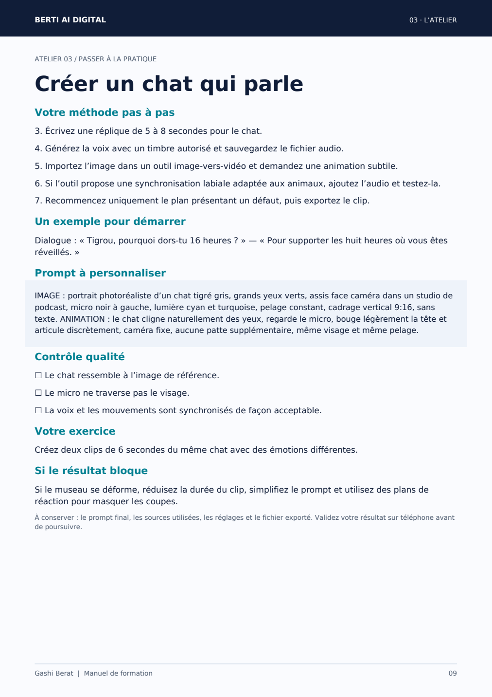 Aperçu de l’atelier Créer un chat qui parle, page 9